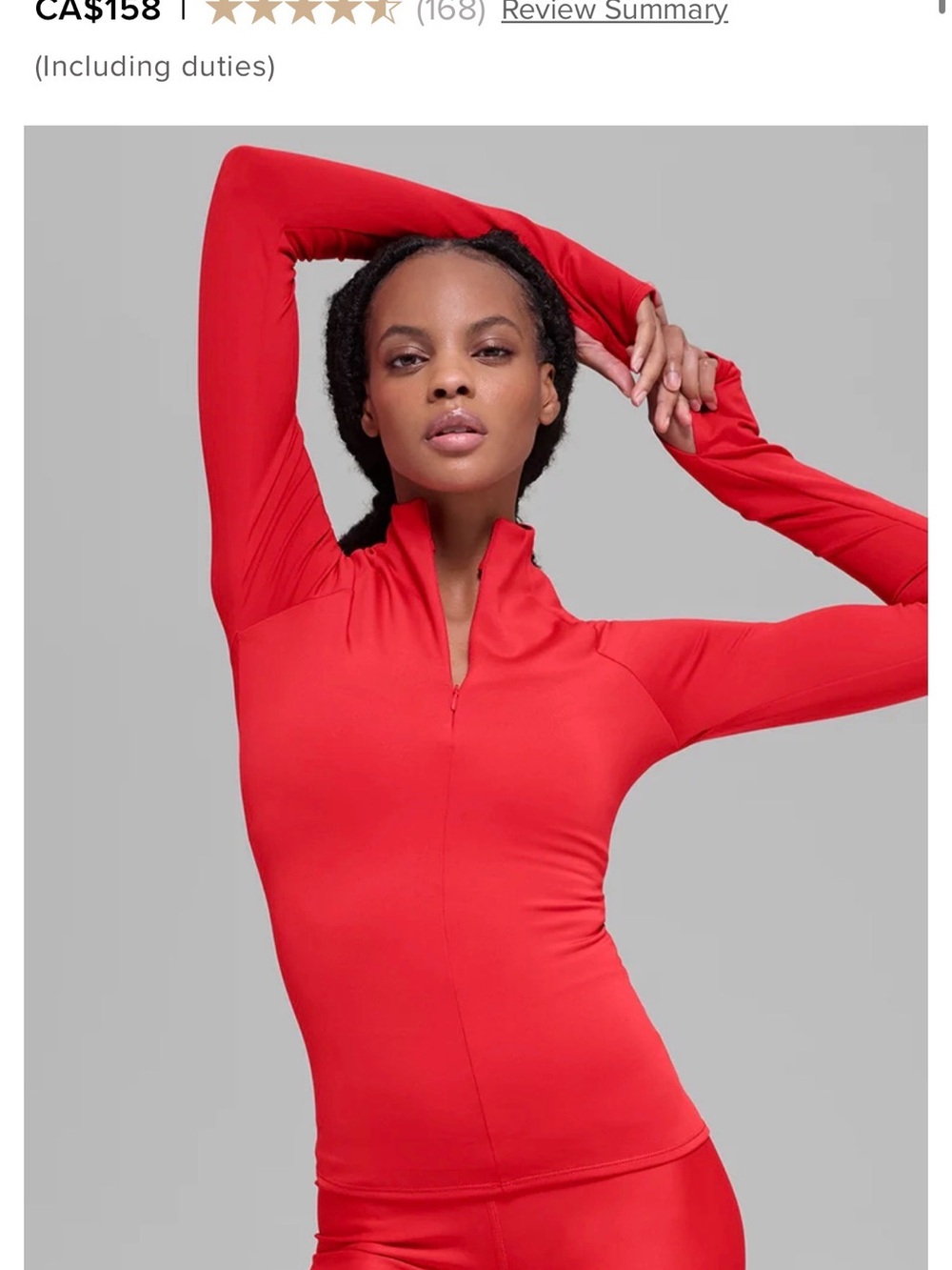 ALO Yoga Red Long-Sleeve Half-Zip Active Top